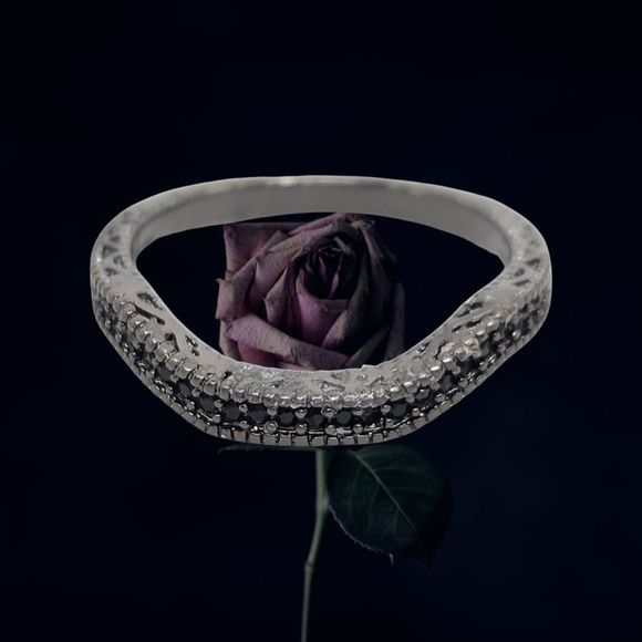 Goth Black Crystal Black Rhodium Wedding Set Size 7 1/2 - Picture 6 of 7